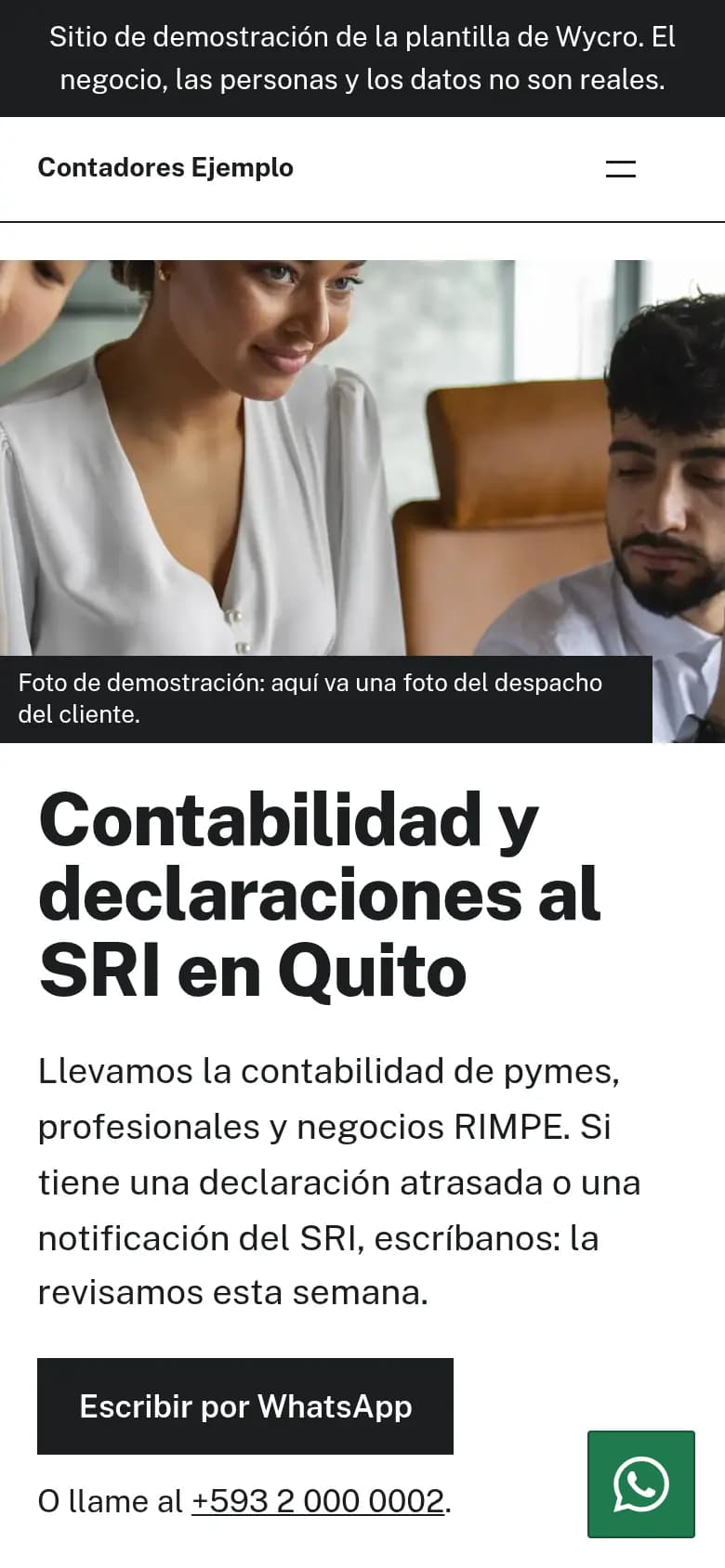Demo Contadores Ejemplo en un celular